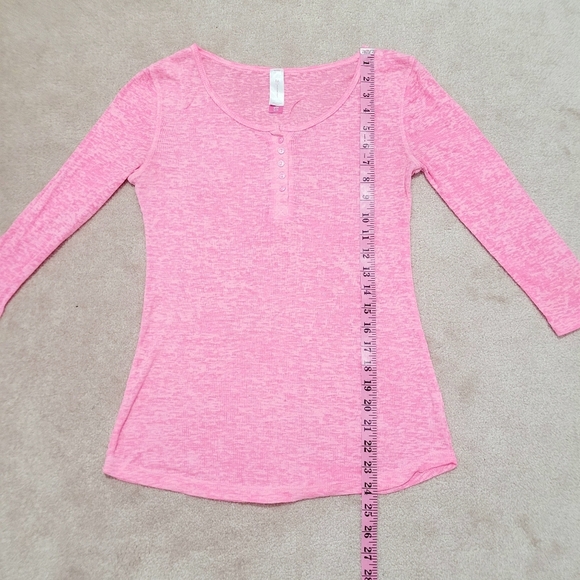 Y2K Woman's Pink Burnout 3/4 Sleeve Top Size Small Stretchy - Picture 6 of 10